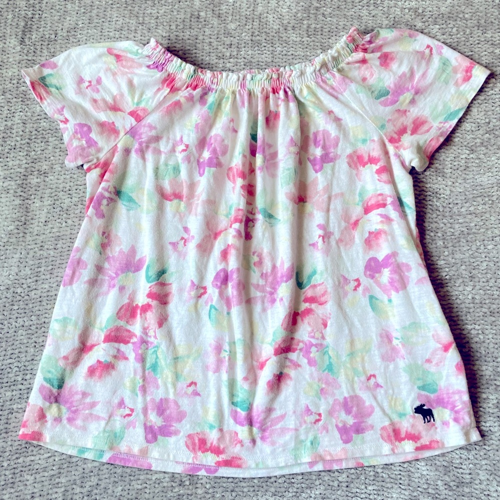 Abercrombie Kids girls floral top,‎ tee shirt, soft, pastel, 11/12